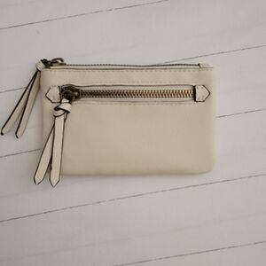Elegant Cream Ivory Leather Wallet pouch credit cards coin New without tags